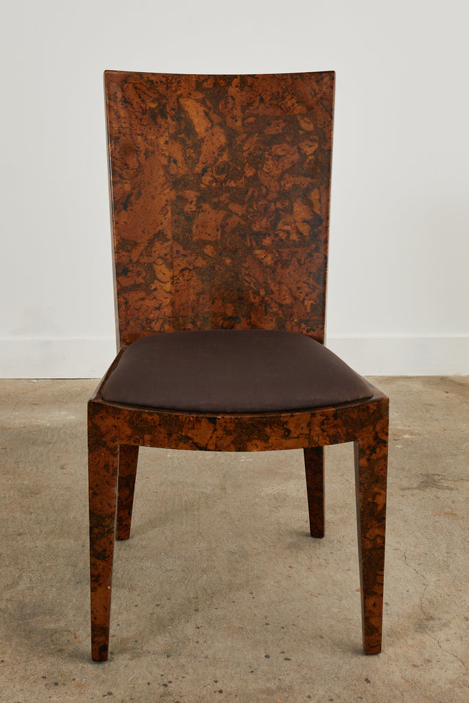 Karl Springer JMF Chair Lacquered Burlwood Patchwork