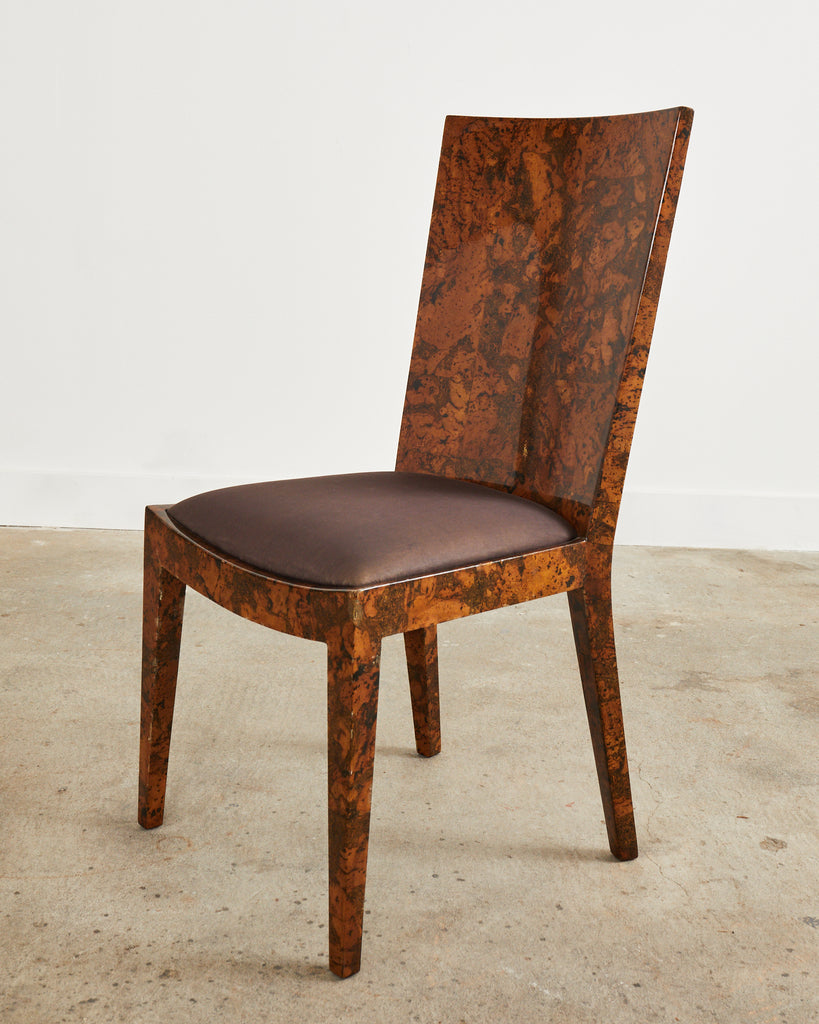 Karl Springer JMF Chair Lacquered Burlwood Patchwork