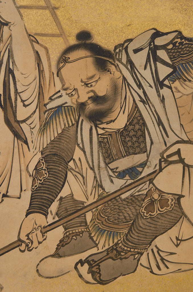 Japanese Edo Two Panel Screen Deities by Yokoyama Kazan