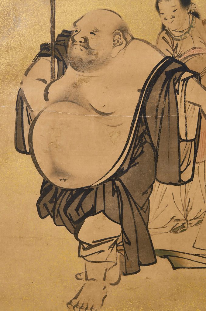 Japanese Edo Two Panel Screen Deities by Yokoyama Kazan