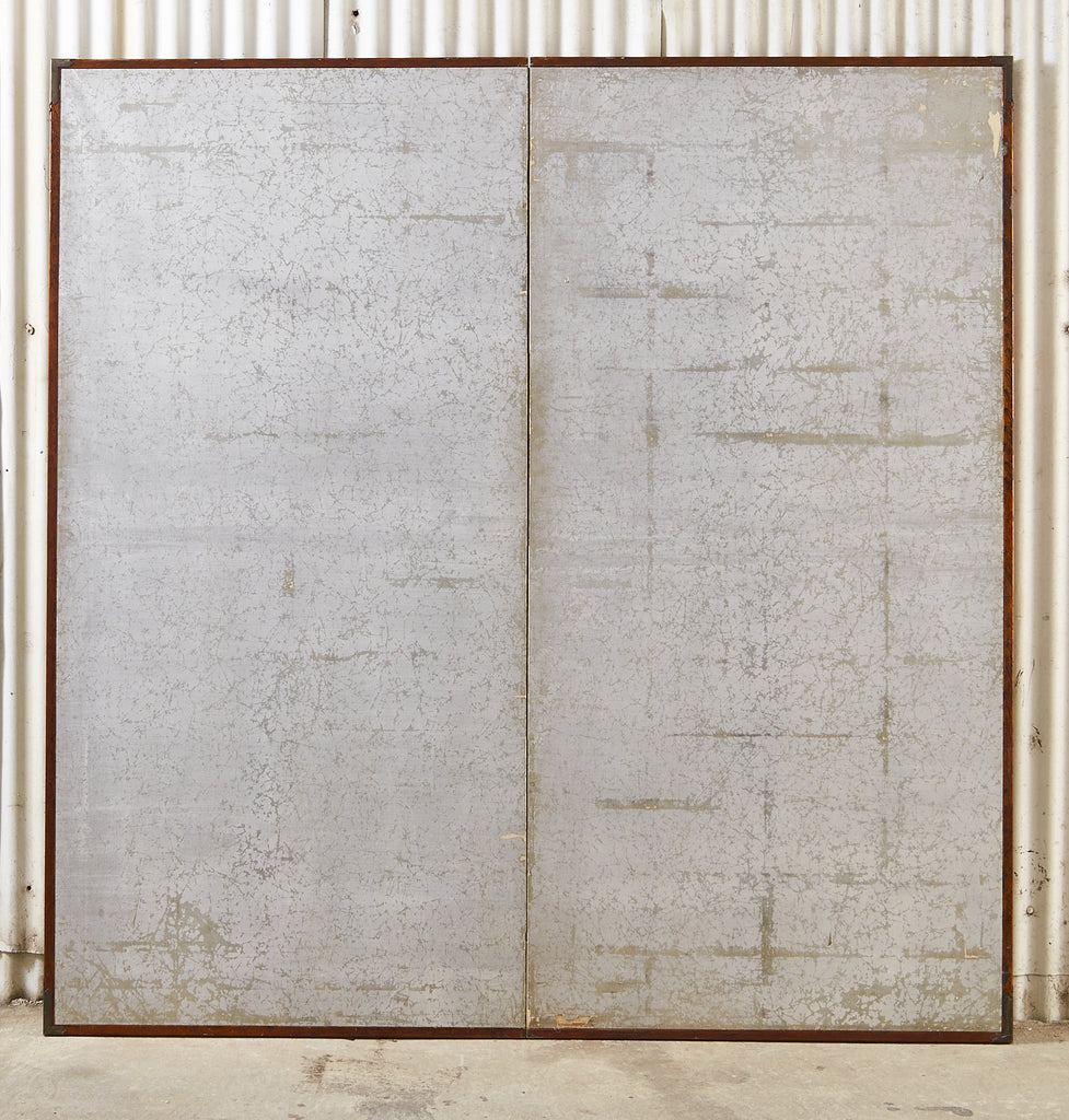 Japanese Meiji Two Panel Screen Geese and Reeds