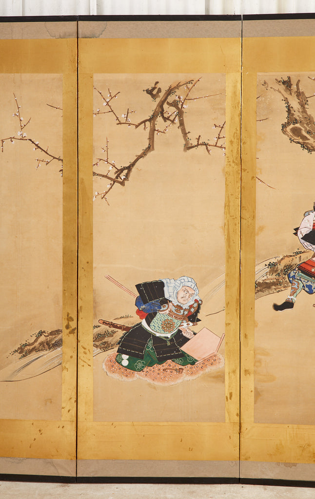 Japanese Edo Six Panel Screen Yoshitsune and Benkei