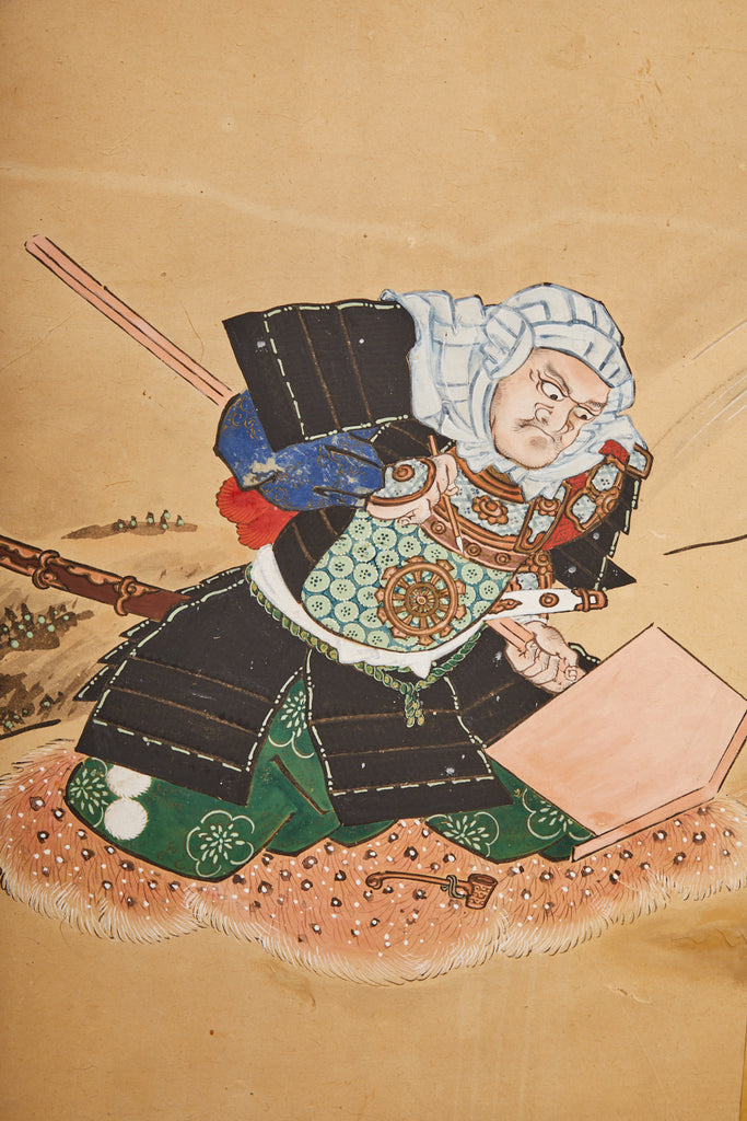 Japanese Edo Six Panel Screen Yoshitsune and Benkei