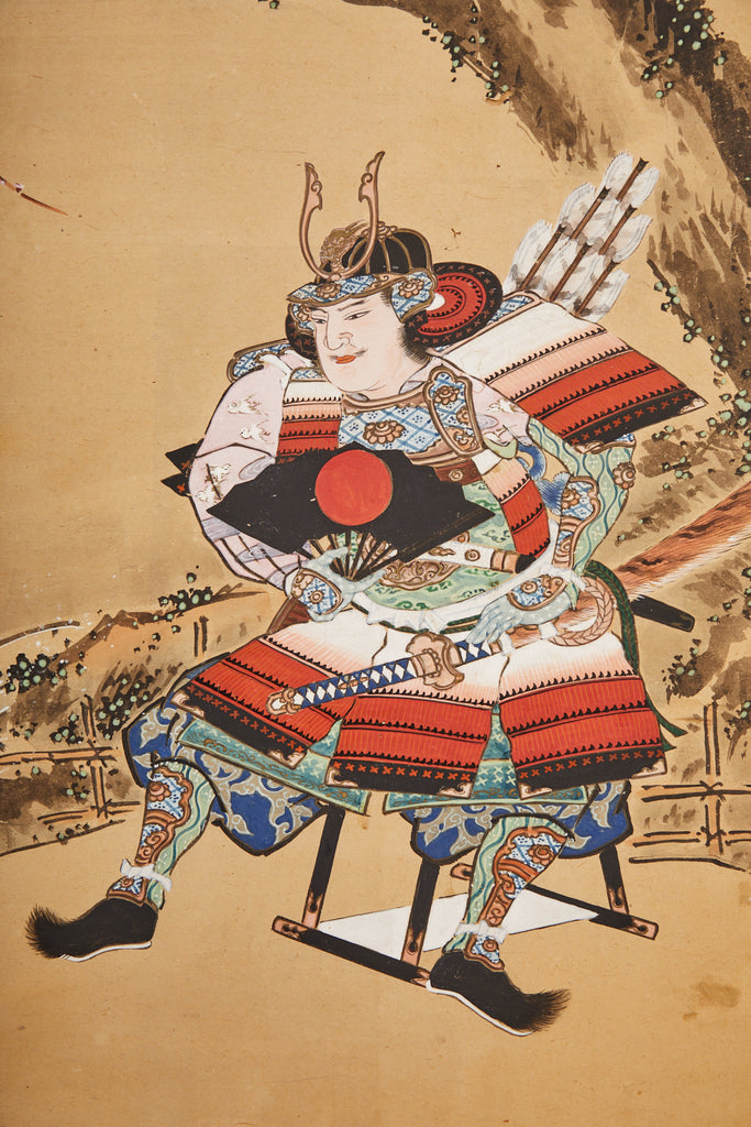 Japanese Edo Six Panel Screen Yoshitsune and Benkei