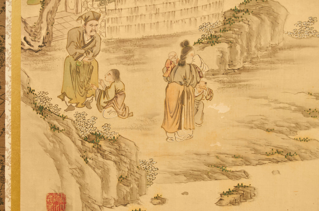 Pair of Japanese Taisho Period Screens Paragons of Filial Piety