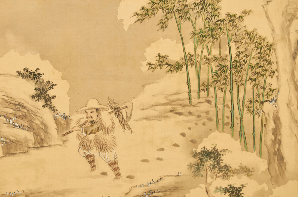 Pair of Japanese Taisho Period Screens Paragons of Filial Piety