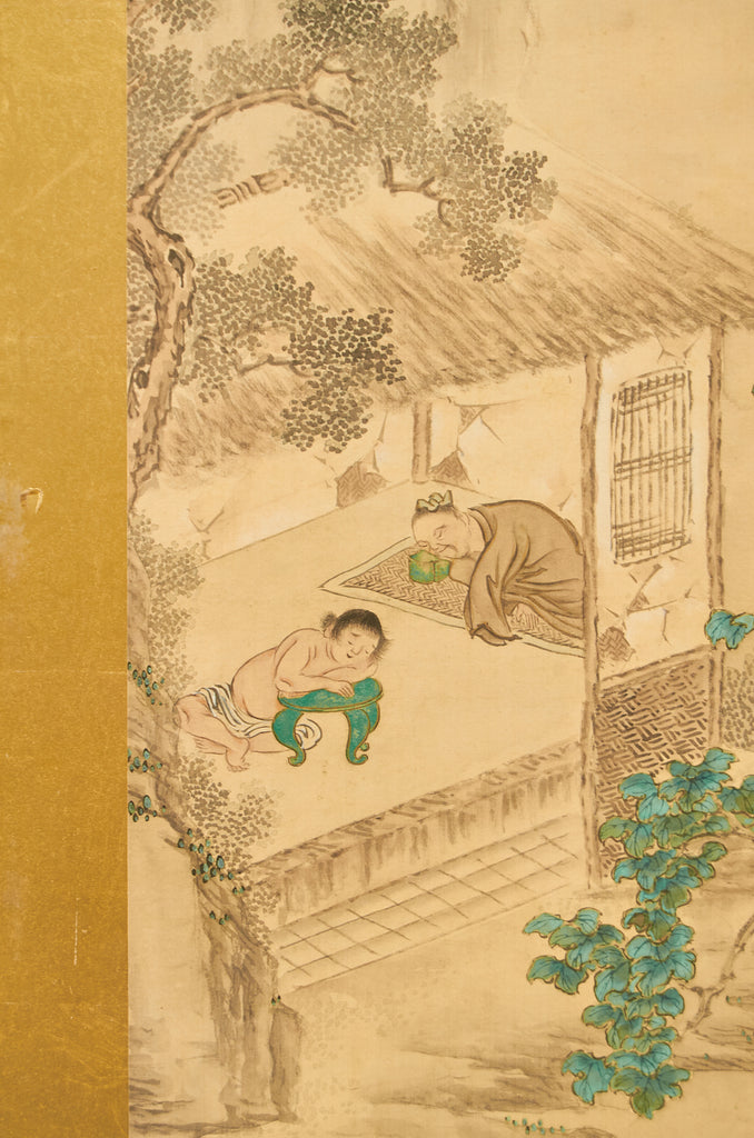 Pair of Japanese Taisho Period Screens Paragons of Filial Piety