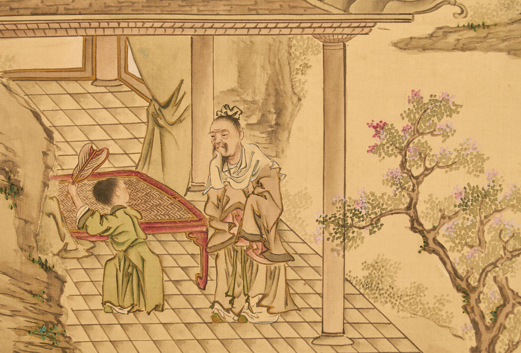 Pair of Japanese Taisho Period Screens Paragons of Filial Piety