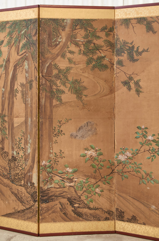 19th Century Japanese Edo Six Panel Kano School Landscape Screen