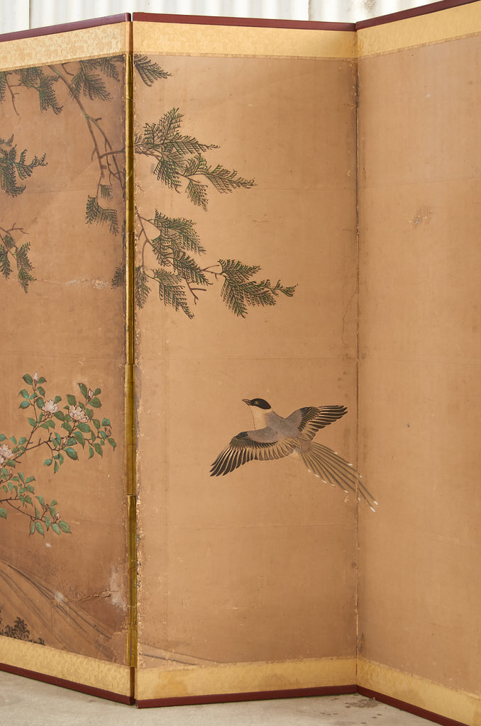 19th Century Japanese Edo Six Panel Kano School Landscape Screen