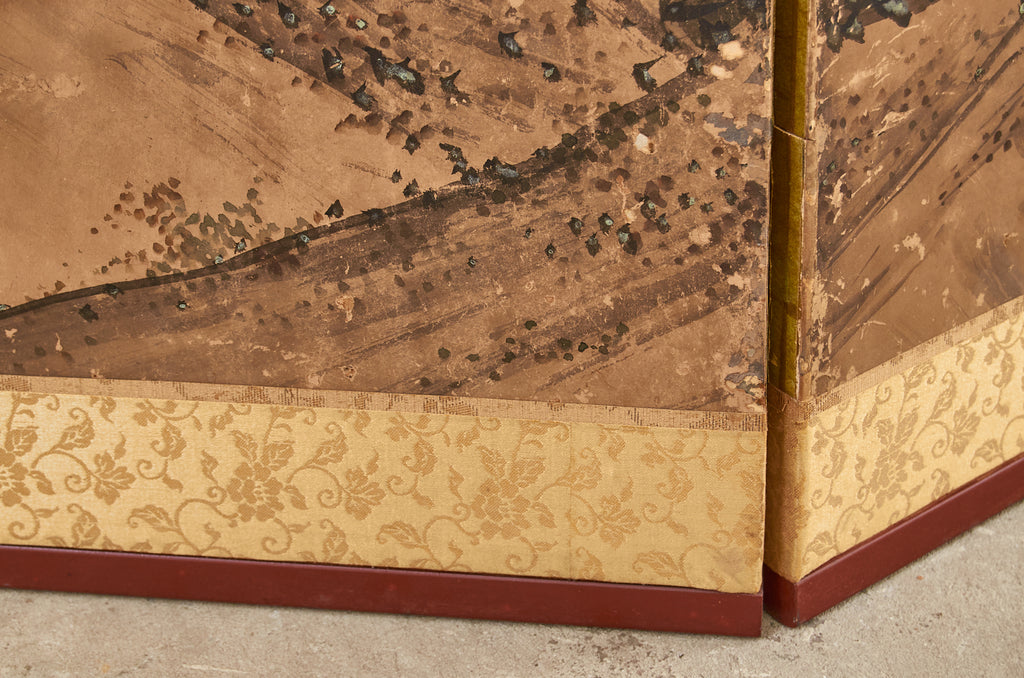 19th Century Japanese Edo Six Panel Kano School Landscape Screen