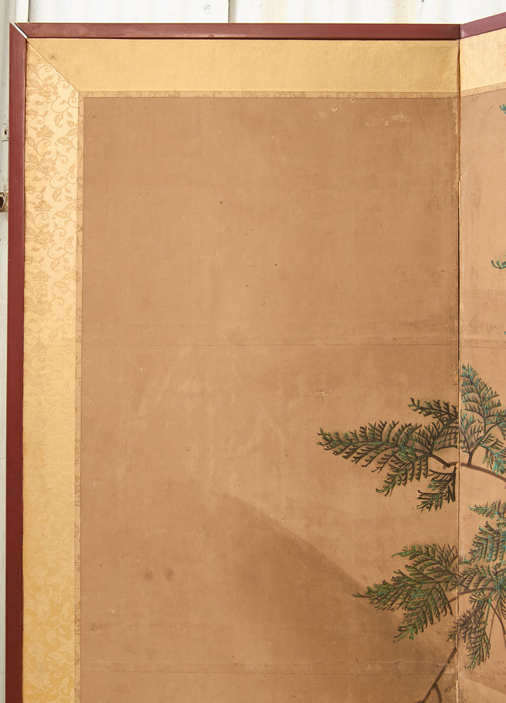 19th Century Japanese Edo Six Panel Kano School Landscape Screen