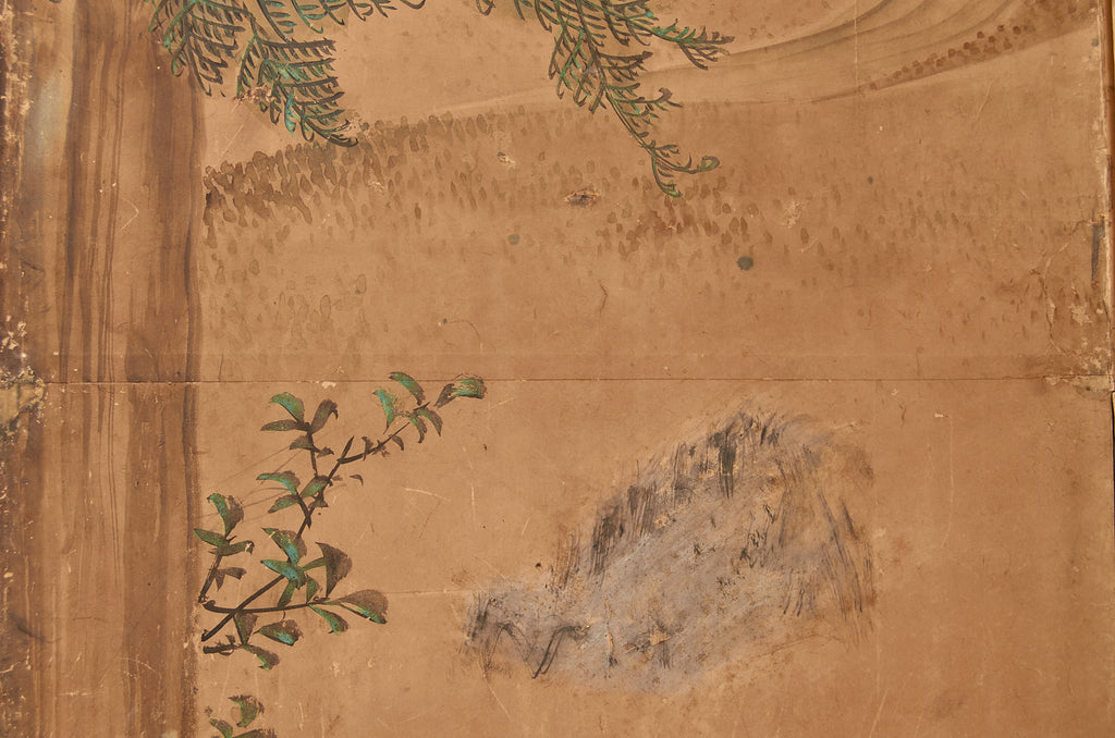 19th Century Japanese Edo Six Panel Kano School Landscape Screen