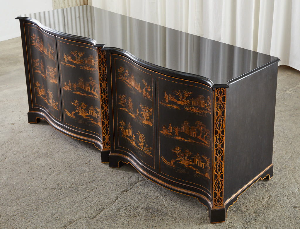 Nancy Corzine Chinoiserie Marble Top Sideboard Chest