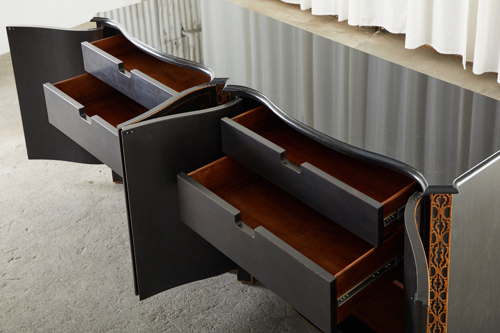 Nancy Corzine Chinoiserie Marble Top Sideboard Chest