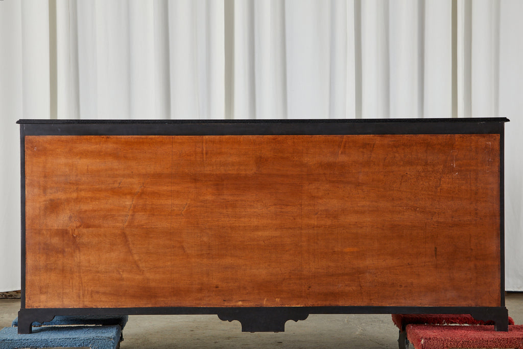 Pair of Nancy Corzine Chinoiserie Marble Top Sideboard Chests