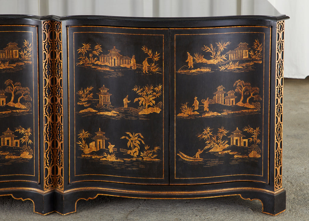 Nancy Corzine Chinoiserie Marble Top Sideboard Chest