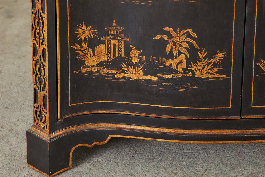 Pair of Nancy Corzine Chinoiserie Marble Top Sideboard Chests