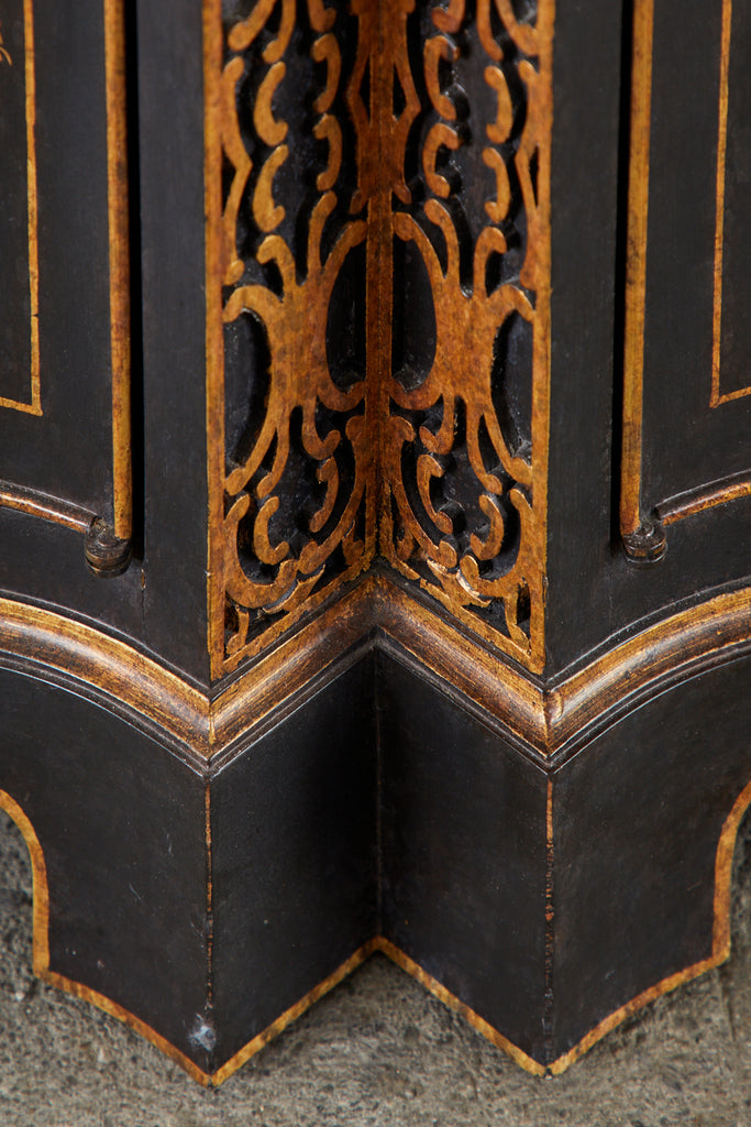 Pair of Nancy Corzine Chinoiserie Marble Top Sideboard Chests