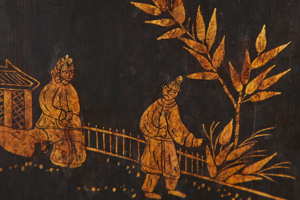 Pair of Nancy Corzine Chinoiserie Marble Top Sideboard Chests