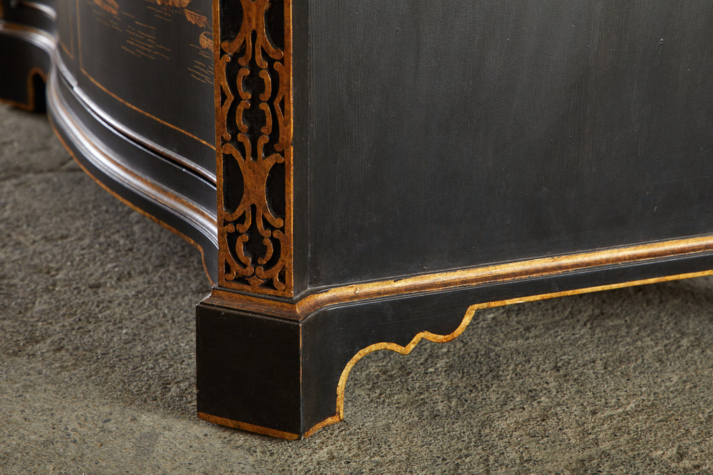 Pair of Nancy Corzine Chinoiserie Marble Top Sideboard Chests