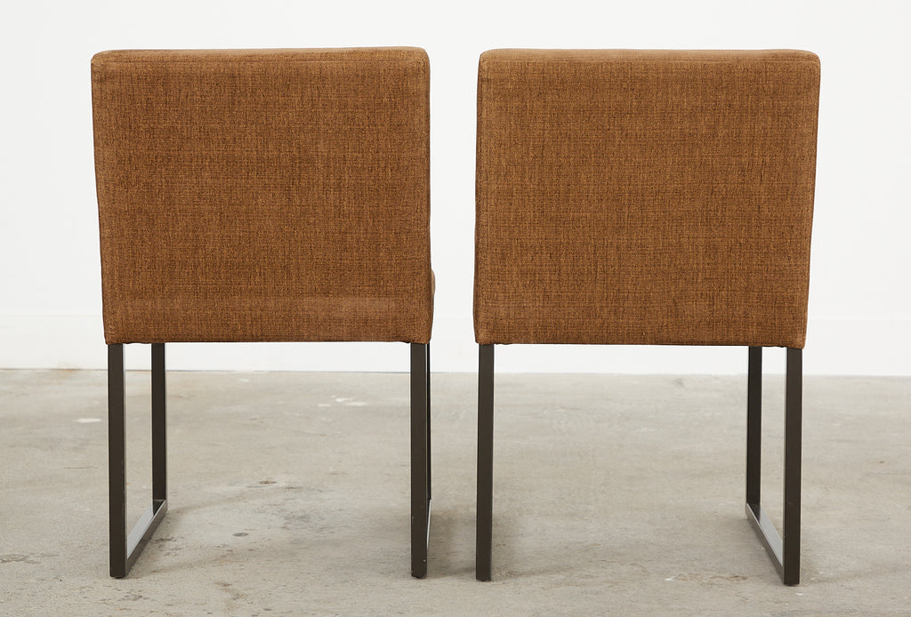 Set of Six Bronzed Steel Sled Style Dining Chairs