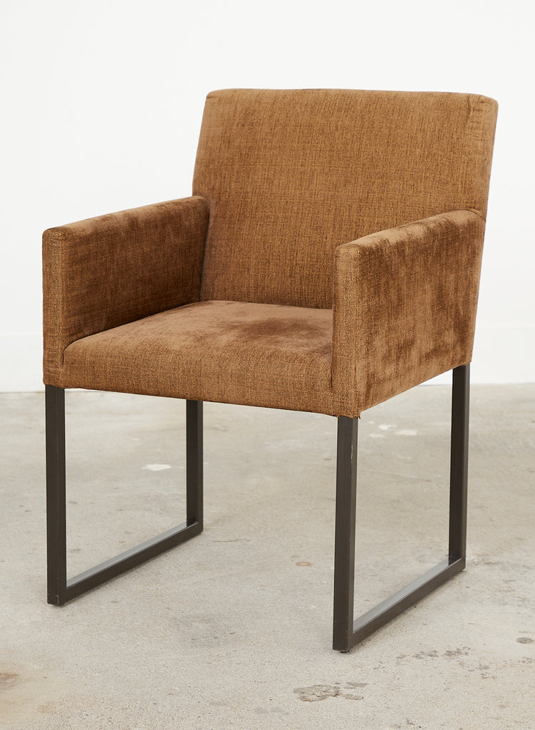 Set of Six Bronzed Steel Sled Style Dining Chairs