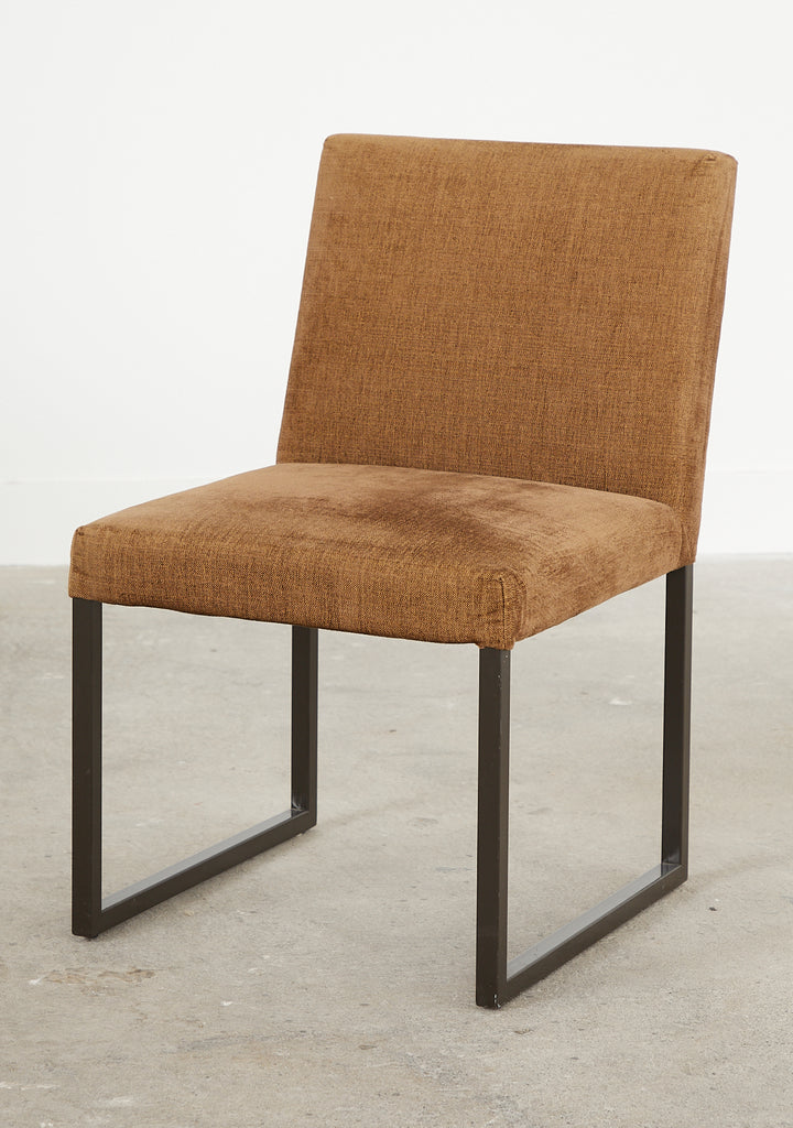 Set of Six Bronzed Steel Sled Style Dining Chairs