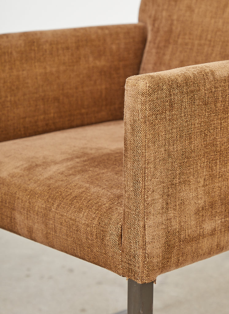 Set of Six Bronzed Steel Sled Style Dining Chairs