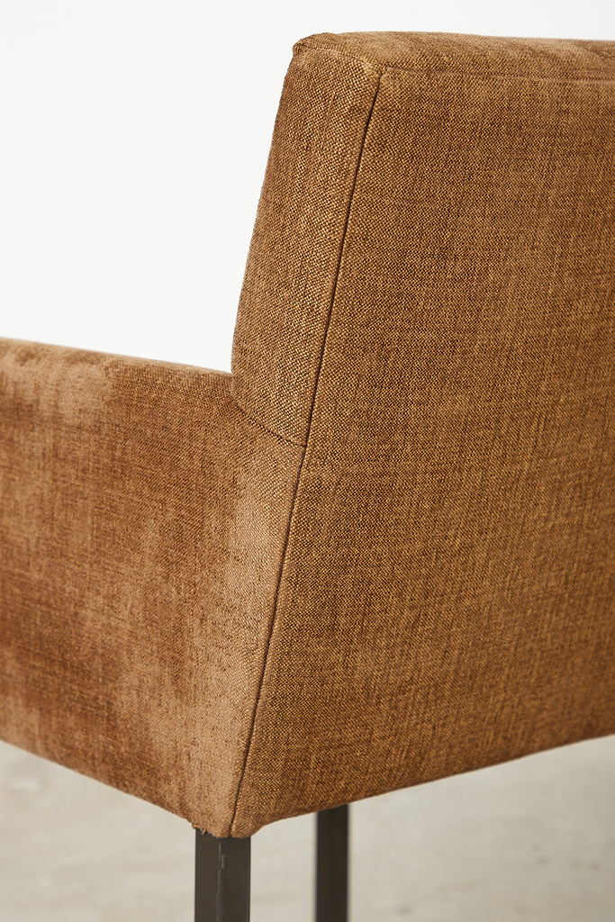 Set of Six Bronzed Steel Sled Style Dining Chairs