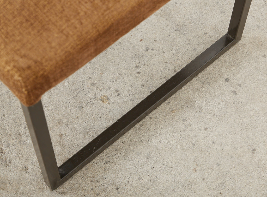 Set of Six Bronzed Steel Sled Style Dining Chairs