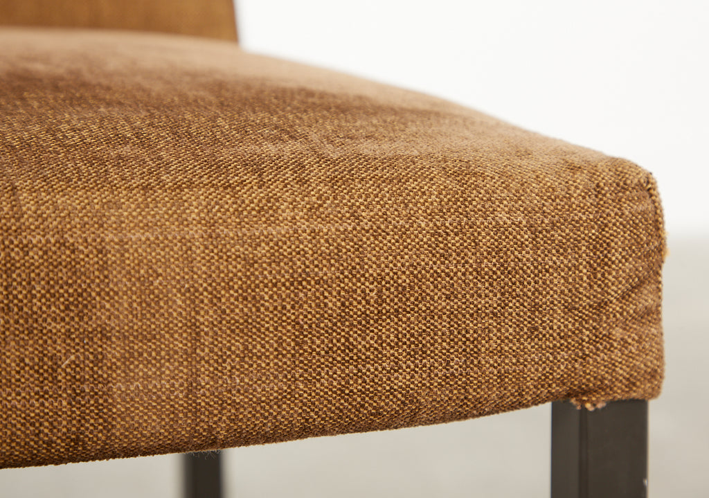 Set of Six Bronzed Steel Sled Style Dining Chairs