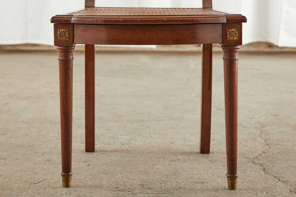 Set of Ten French Empire Mahogany Caned Dining Chairs