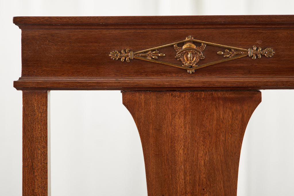 Set of Ten French Empire Mahogany Caned Dining Chairs