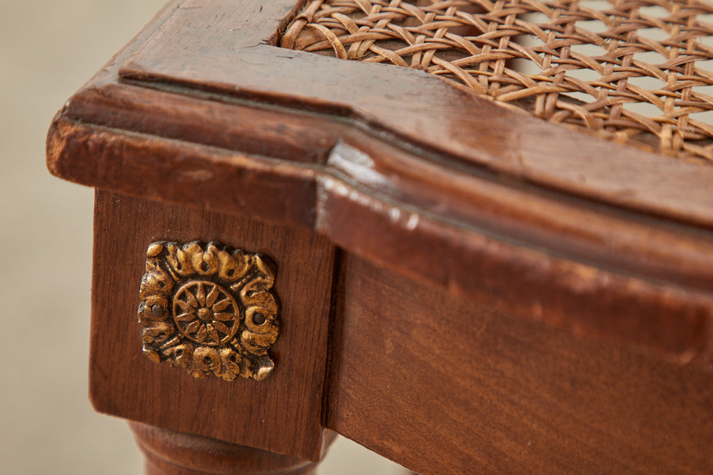Set of Ten French Empire Mahogany Caned Dining Chairs
