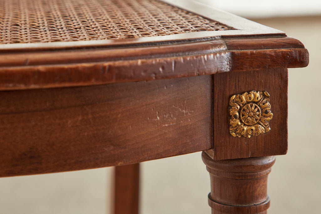 Set of Ten French Empire Mahogany Caned Dining Chairs