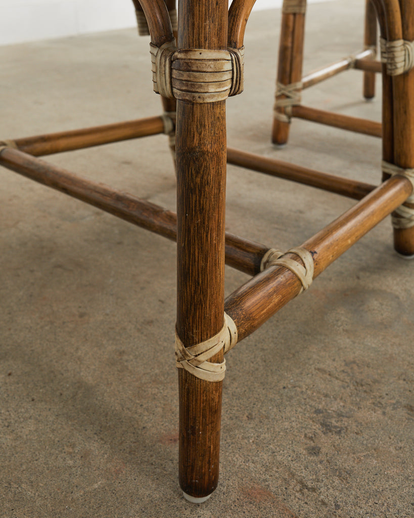 Set of Four McGuire Organic Modern Rattan Cathedral Dining Chairs