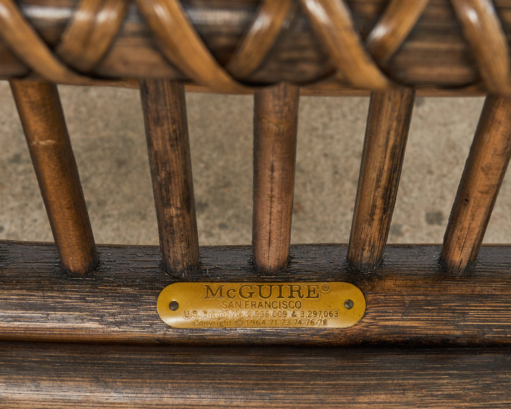 Set of Four McGuire Organic Modern Rattan Cathedral Dining Chairs