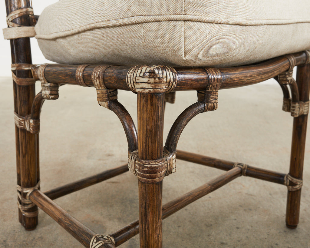 Set of Four McGuire Organic Modern Rattan Cathedral Dining Chairs