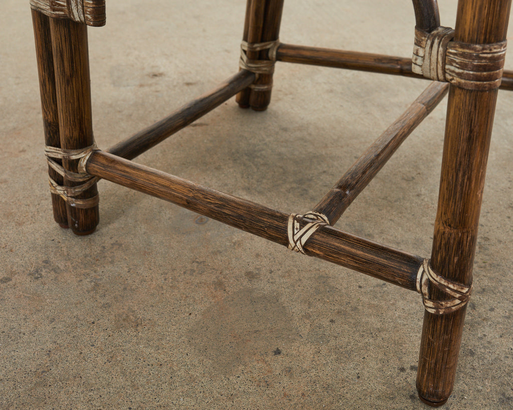 Set of Four McGuire Organic Modern Rattan Cathedral Dining Chairs