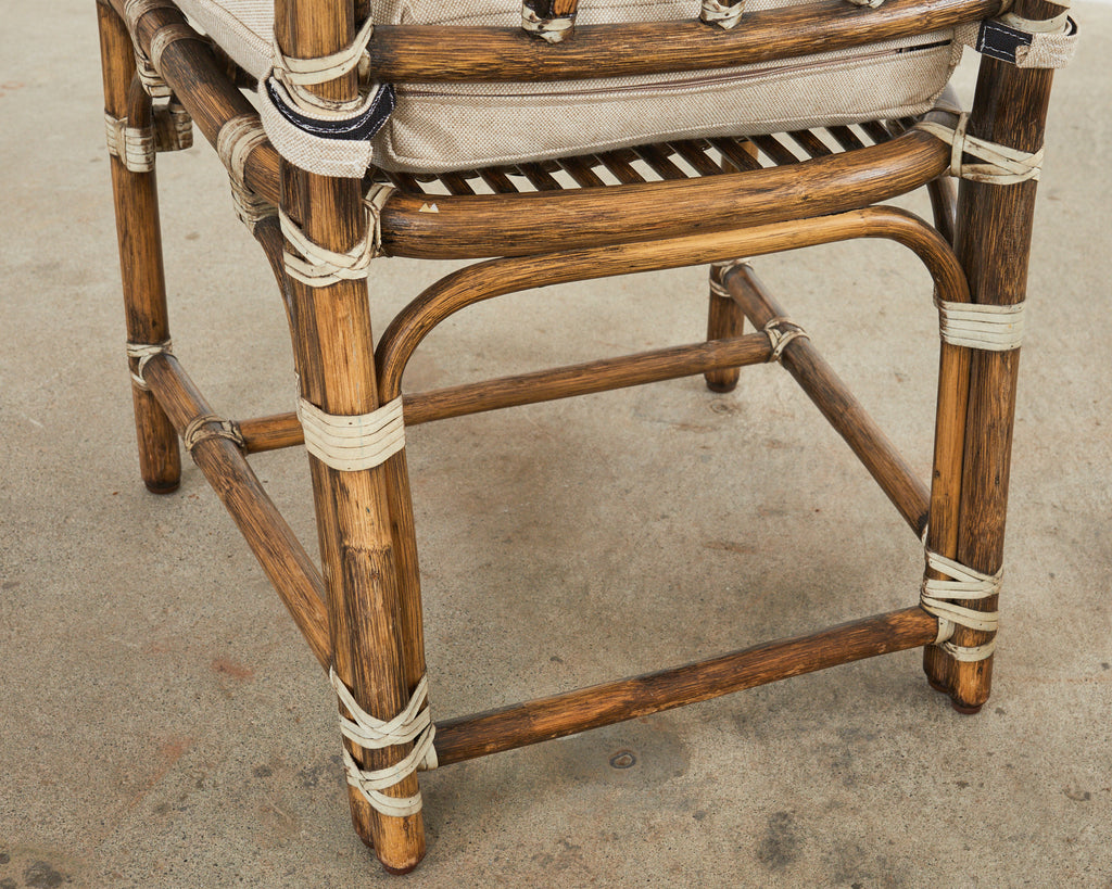 Set of Four McGuire Organic Modern Rattan Cathedral Dining Chairs