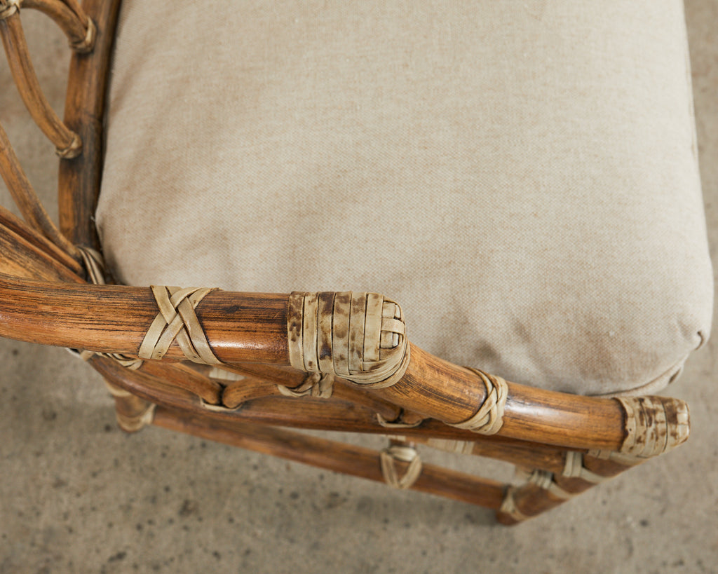 Set of Four McGuire Organic Modern Rattan Cathedral Dining Chairs