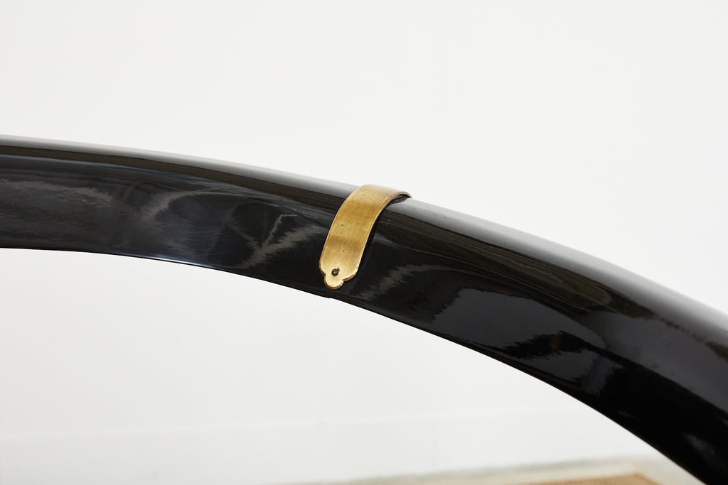 Pair of James Mont Style Lacquered Horseshoe Chairs by Century