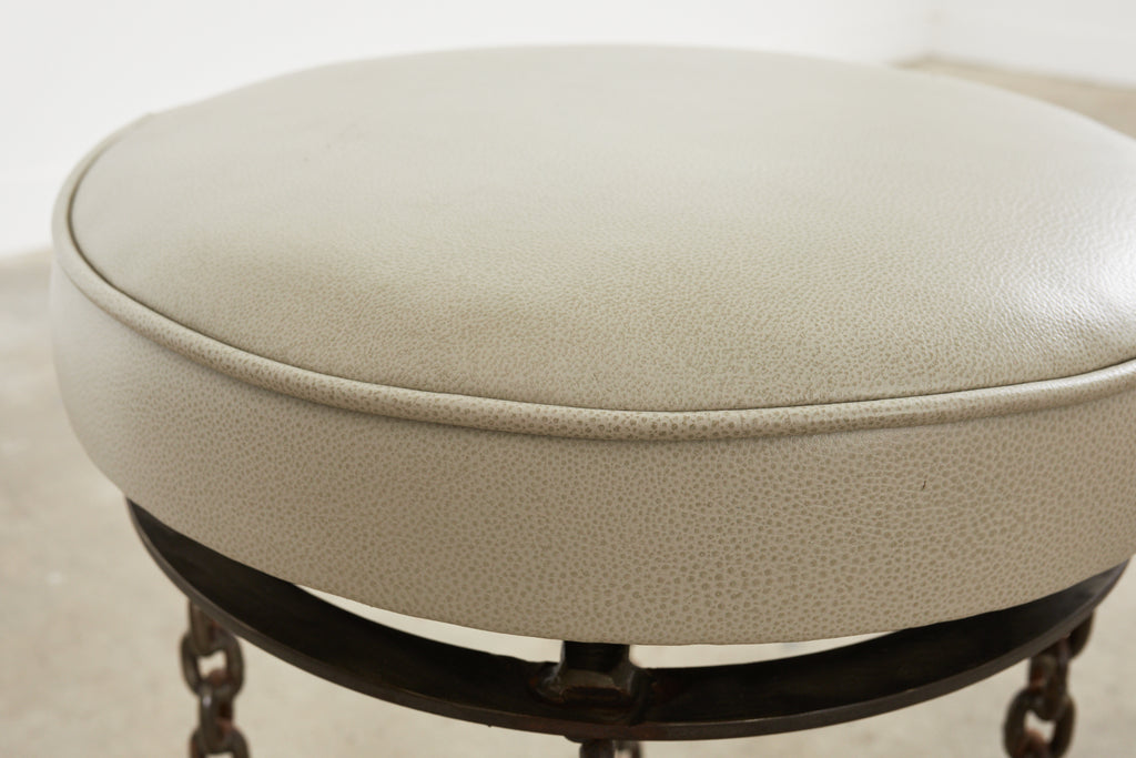 Set of Three Industrial Style Chain Link Swivel Barstools