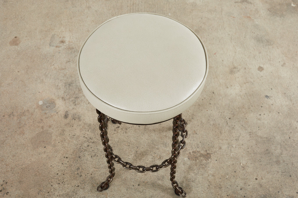 Set of Three Industrial Style Chain Link Swivel Barstools