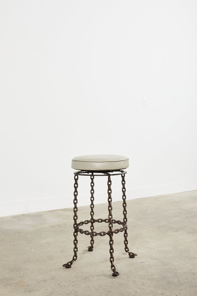 Set of Three Industrial Style Chain Link Swivel Barstools