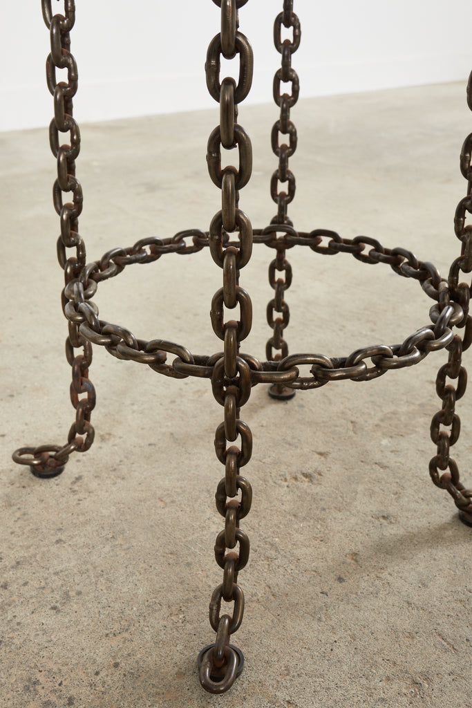 Set of Three Industrial Style Chain Link Swivel Barstools