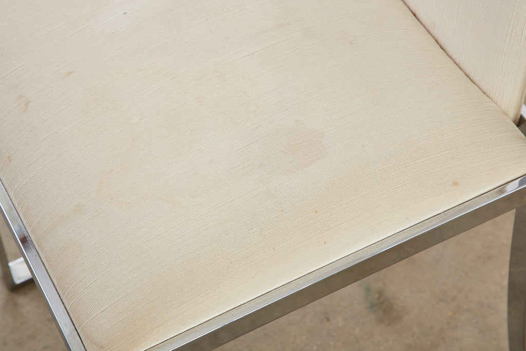 Set of Six Pierre Cardin Flat Bar Chrome Dining Chairs