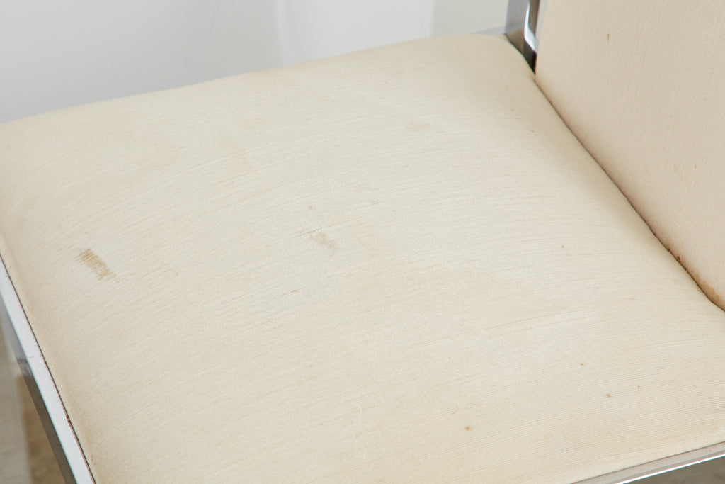 Set of Six Pierre Cardin Flat Bar Chrome Dining Chairs