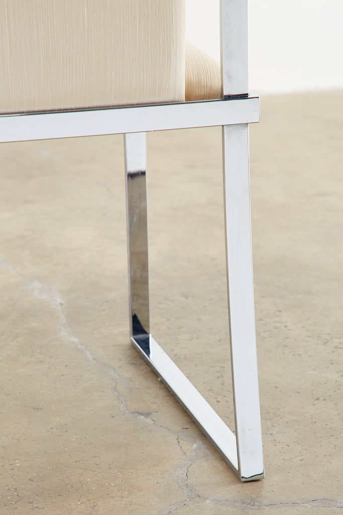 Set of Six Pierre Cardin Flat Bar Chrome Dining Chairs